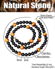 Load image into Gallery viewer, Jewever Starry Sky Tiger Eye/Black obsidian Crystal Necklaces Energy Reiki Healing Gemstone Natural Stone Jewelry for Women Mens Necklace Jewelry Strand
