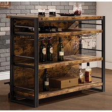 Load image into Gallery viewer, BOWERY HILL Industrial Home Bar Unit with Stemware Rack in Antique Nutmeg
