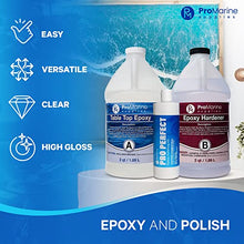 Load image into Gallery viewer, Pro Marine Supplies Clear Table Top Epoxy Resin (1 Gallon Kit) Bundle With Pro Perfect | UV Resistant and Self-leveling Resin | Resin Polishing Compound | For River Tables, Woodworking, Jewelry &amp; More
