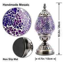 Load image into Gallery viewer, Handmade Turkish Lamp Mosaic Glass Egg Lantern Bedside Table Desk Night Lamp Decorative Tiffany Moroccan Style (Purple)

