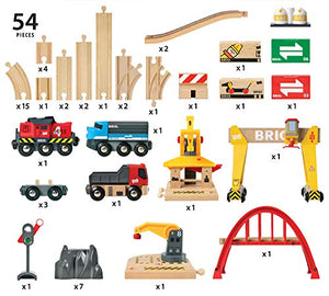 BRIO 33097 Cargo Railway Deluxe Set | 54 Piece Train Toy with Accessories and Wooden Tracks for Kids Age 3 and Up,Multi