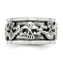 Load image into Gallery viewer, 925 Sterling Silver Spinning Center Skull Band Ring Size 11.00 Man Fine Jewelry For Dad Mens Gifts For Him
