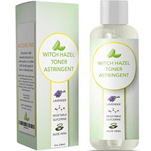 Load image into Gallery viewer, Witch Hazel Toner for Face Alcohol Free Astringent with Pure Lavender Essential Oil &amp; Aloe for Oily Acne Prone + Dry Mature Sensitive Skin to Cleanse + Refresh Skin Natural Skin Care for Men &amp; Women
