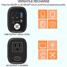 Load image into Gallery viewer, OMORC 85W 20000mAh Portable Power Station AC Outlet Portable Charger(LED &amp; QC 3.0&amp; TAS Approved),Portable Camping Solar Generator Battery Power Station (Black)
