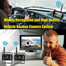 Load image into Gallery viewer, VECLESUS VMW7-2C 1080P Wireless Backup Camera Kit, 7” IPS HD Monitor &amp; IP69K Waterproof High Speed Stable Transmission 2 Backup Cams for Trucks, RVs, Trailers, Bus, Harvester, Motorhome Large Vehicles
