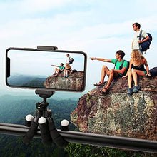 Load image into Gallery viewer, Phone Tripod, Portable and Adjustable Camera Stand Holder with Bluetooth Remote and Universal Clip for Any Smartphone, Cellphone, Phone, Android, Camera, GoPro (Black, 8")
