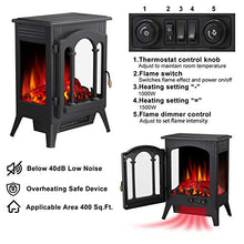 Load image into Gallery viewer, R.W.FLAME Infrared Electric Fireplace Stove, 16&quot; Freestanding Fireplace Heater, Realistic Flame Effects, Adjustable Brightness and Heating Mode, Overheating Safe Design, 1000W/1500W, Black
