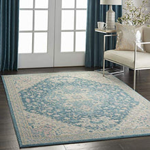 Load image into Gallery viewer, Nourison TRA07 Tranquil Persian Vintage Ivory/Turquoise Area Rug 6' X 9'
