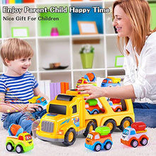 Load image into Gallery viewer, Bennol Construction Toy Trucks for 1 2 3 4 Year Old Boys, 5-in-1 Push and Go Toy Vehicle Carrier Truck with Light and Sound, Toddler Boys Toys Car for Boys Kids Aged 2+
