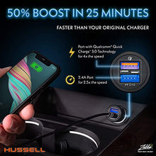 Load image into Gallery viewer, Hussell Car Charger Adapter - 3.0 Portable USB w/Fast Charge Technology &amp; Dual Ports - Compatible w/Apple iPhone, Android, Tablet or Other USB Device
