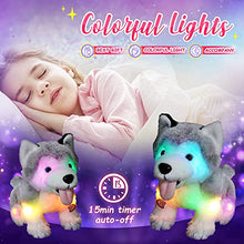 Load image into Gallery viewer, Athoinsu Light up Stuffed Husky Puppy Dog Soft Plush Toy with Magic LED Night Lights Valentine's Day Birthday for Toddler Kids, 8''
