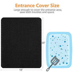 Polarduck Cat Litter Mat, 20" X 16", Cat Litter Trapping Mat, Honeycomb Double Layer Design, Urine and Water Proof Material, Scatter Control, Special Side Handles Design Easier to Clean,Washable