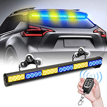 Load image into Gallery viewer, TeddyTT Emergency Strobe Lights Bar Directional Traffic Advisor Warning Strobe Flash Visor Lights for Vehicles Trucks Suction Bracket 27 Inch 6 Panel Led Wireless Remote Control (Blue/Amber)
