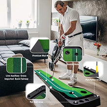 Load image into Gallery viewer, Golf Putting Green Mat with Auto Ball Return,Golf Practice Training Aid,Extra Long 9.84Feet,Pro Indoor/Outdoor Putting Green with 12 Bonus Balls Foldable Golf Mats
