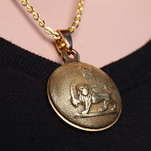 Load image into Gallery viewer, Asoodehdelan Gold Pt Iranian Persian Shir Khorshid Lion Sun Pahlavi Necklace Iran Farvahar (18&quot; Chain)
