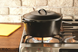 Lodge 5 Quart Cast Iron Dutch Oven. Pre-Seasoned Pot with Lid and Dual Loop Handle