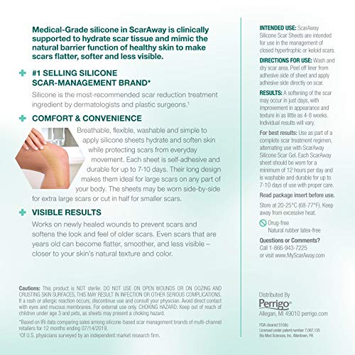 Load image into Gallery viewer, ScarAway Advanced Skincare Long Silicone Scar Sheets for Hypertrophic Scars and Keloids Caused by Surgery, Injury, Burns, C-Section and More, 1.5" x 7", 6 Sheets