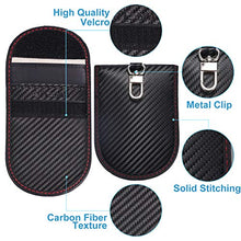 Load image into Gallery viewer, Faraday Bag for Key Fob (2 Pack), TICONN Faraday Cage Protector - Car RFID Signal Blocking, Anti-Theft Pouch, Anti-Hacking Case Blocker (Carbon Fiber Texture)
