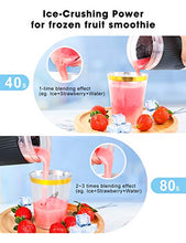 Load image into Gallery viewer, Portable Blender, 300ml BZseed Personal Size Blender Shakes and Smoothies, USB Rechargeable Mini Black Juicer Cup Handheld Fruit Mixer-IP68 Waterproof, BPA Free
