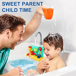 Blasland Baby Bath Toys, Interactive Bathtub Toys for Toddlers Ages 1-3, Fun Gift Water Toys with 2 Strong Suction Cups, Water Wheel, Sprayer, Faucet for Kids Boys and Girls 4 5 6 7 8 Year Old