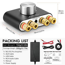 Load image into Gallery viewer, Nobsound Mini Bluetooth Power Amplifier; Stereo Hi-Fi Digital Amp 2.0 Channel 50W×2 with AUX/USB/Bluetooth Input; Wireless Audio Receiver; PC Sound Card with Power Supply (Black)
