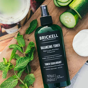 Brickell Men's Balancing Toner For Men, Natural and Organic Alcohol-Free Cucumber, Mint Facial Toner with Witch Hazel, 8 Ounce, Scented