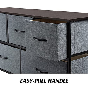 WLIVE Dresser for Bedroom with 5 Drawers, Wide Chest of Drawers, Fabric Dresser, Storage Organizer Unit with Fabric Bins for Closet, Living Room, Hallway, Nursery, Black Gray