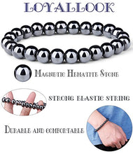 Load image into Gallery viewer, LOYALLOOK 3Pcs Men Women Reiki Healing Bracelet Energy Natural Tiger Eye Stone Magnetic Hematite Therapy Beads Bracelet Elastic Rope
