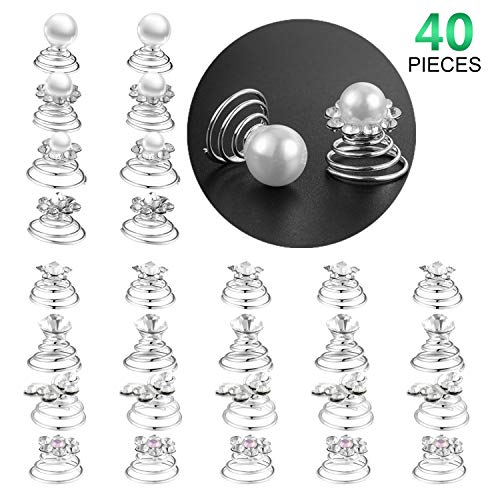 40 Pieces Spiral Hair Pins Swirl Hair Twists Coils Rhinestone Hair Spiral Jewelry Hair Pin Clip Accessories for Wedding Bridal Party Favors, 8 Styles