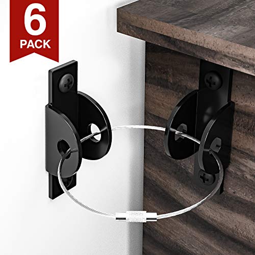 Furniture Straps for Baby Proofing (6 Pack), Child Proofing Metal Furniture Anchors, Secure 400 Pound Falling Furniture Prevention Straps Kids Toddler Pet Furniture Safety Straps Earthquake Resistant