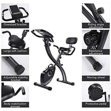 Load image into Gallery viewer, MaxKare Folding Magnetic Upright Exercise Bike w/Pulse Sensor/LCD Monitor Indoor Cycling Bike Stationary Bike Recumbent Exercise Bike with Arm Resistance Bands, Perfect for Home Use
