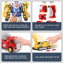 Load image into Gallery viewer, SNAEN Toys for 3 4 5 6 7 Year Old Boys - Construction Vehicles Transform Robot Kids Toys, STEM Building Toddler Toys for Kids Ages 4-8 w/ Pull-Back Toys, 5-in-1 Trucks Gifts for Boys Girls
