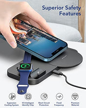 Load image into Gallery viewer, [2022 NEW] 3 in 1 Wireless Charging Station for Multiple Devices Apple, Charging Stand for iPhone and Apple Watch 7/6/SE/5/4/3/2/1, Portable Charging Dock for AirPods Pro/3/2/1 (with 18W Fast Charger)
