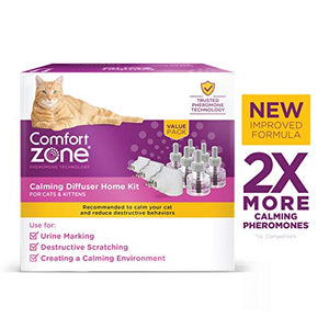Comfort Zone Cat Calming Diffuser Kit, Cat Pheromone, 3 Diffusers and 6 Refills-48ml, New Formula