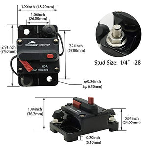 Young Marine Circuit Breaker for Boat Trolling with Manual Reset,Water Proof,12V- 48V DC (Surface Mount-60A)