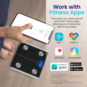 Etekcity Scales for Body Weight, Bathroom Digital Weight and Body Fat Scale for BMI, Rechargeable Smart Bluetooth Body Composition Analyzer, Sync Data with Other Fitness Apps Black 11.8x11.8 Inch