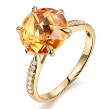Load image into Gallery viewer, Wedding Engagement Solid 14K Yellow Gold Natural Citrine Gemstone Diamond Ring Finger Sizes 4 to 13 for Women
