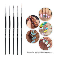 Load image into Gallery viewer, Winstonia 5 pcs Nail Art Brushes Set Liner Striping Brush for Strokes, Details Painting, Blending, Elongated Lines - FINE LINE
