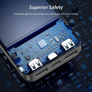 Solar Power Bank 30,000mAh, Minrise Portable Charger, Solar Charger Power Bank with 2 USB Outputs, External Battery Pack for Outdoor Activities Compatible for iPhone, Smartphones etc.