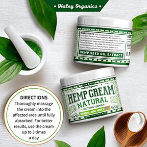 Haley Organics Hemp Cream - Made in USA - Natural Hemp Oil Extract Cream - for Discomfort in Knees, Back, Elbow and Joint - Muscle Cream infused with Arnica Extract oil, MSM and Menthol - 4 Fl Oz