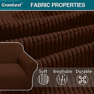 Granbest High Stretch Couch Cover 1-Piece Stylish Sofa Covers for 3 Cushion Couch Jacquard Sofa Slipcover Living Room Furniture Protector for Dogs Pets (Large, Chocolate)