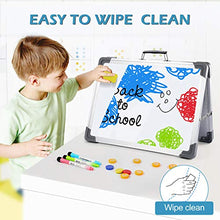 Load image into Gallery viewer, Homemaxs Small White Board Dry Erase Board,White Magnetic Boards Portable Dry Erase Board for Kids and Students Double Sided Foldable Desktop Whiteboard for School Home Kitchen Office 12" x 16"
