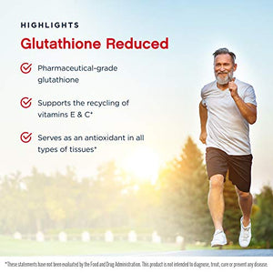 Jarrow Formulas Glutathione Reduced 500 mg - 120 Veggie Caps - Pharmaceutical Grade Glutathione - Intracellular Antioxidant - Bolsters Regeneration of Vitamin C & E Levels in Body - 120 Servings
