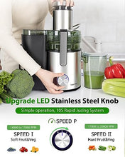 Load image into Gallery viewer, Healnitor 1000W 3-Speed LED Centrifugal Juicer Machines Vegetable and Fruit, 3.5" Big Wide Chute, Easy Clean, High Juice Yield, BPA Free, Stainless Steel
