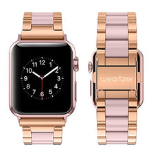 Load image into Gallery viewer, Wearlizer Compatible with Apple Watch Band 38mm 40mm Fashion Wristbands Womens for iWatch SE Stainless Steel and Resin Replacement Metal Clasp Strap, Series 6 5 4 3 2 1 Sport-Dark Rose Gold+Pink
