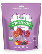 Load image into Gallery viewer, ORGANIC Lollipops - Lovely Co. 7oz Bag (40 count) - Strawberry, Pomegranate, Mango &amp; Grape Flavors | NO HFCS, GLUTEN or Fake Ingredients, 100% VEGAN &amp; Kosher!
