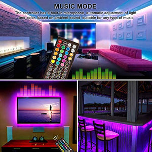 LED Strip Lights Sync to Music, Kousee 16.4ft Flexible 5m Self-Adhesive RGB Light Strips Remote Color Change 150LEDs 5050 Tape Lights Neon Ribbon Room Mood Lighting 12V for Bedroom