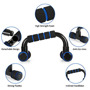 TOMSHOO 5-in-1 AB Wheel Roller Kit AB Roller Pro with Push-UP Bar, Hand Griper, Jump Rope and Knee Pad - Portable Equipment for Home Exercise, Workout (Upgraded Version)