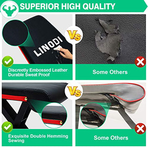 LINODI Adjustable Weight Bench, Workout Bench for Home Gym, Multi-Purpose Strength Training Benches, Foldable Incline Decline Gym Bench for Full Body Workout