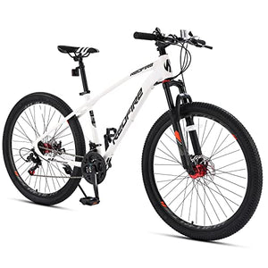 Redfire Womens Mountain Bike, 27.5 Inch Wheels, 21-Speed Shimano Drivetrain, 15-Inch Aluminum Frame, Double Disc Brake, Lock Out Suspension Fork,Bicycle for Adult and Men, MTB Bike White Color